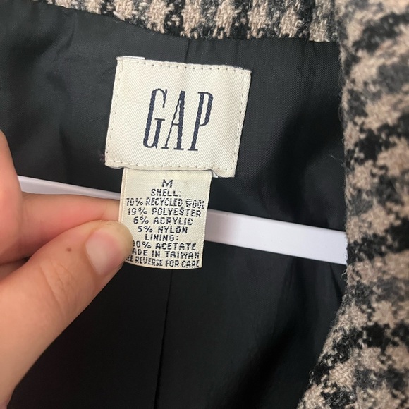Vintage Gap Women’s Houndstooth Blazer Size Medium Brown black gray Preppy Fall - Picture 2 of 9